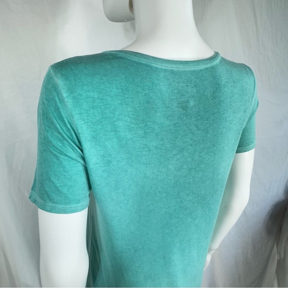 Arizona Jean Co. Turquoise Thin Sheer Criss-Cross V-Neck Tee - Picture 4 of 5